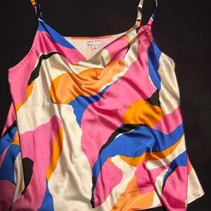 Ava & Viv Satin Cowl Neck Tank Top